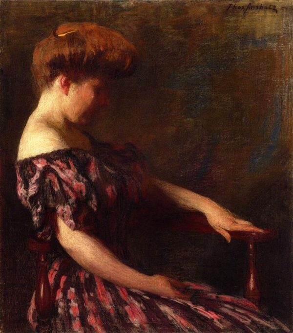 A Flowered Gown by Thomas Pollock Anshutz, hand-painted oil painting reproduction