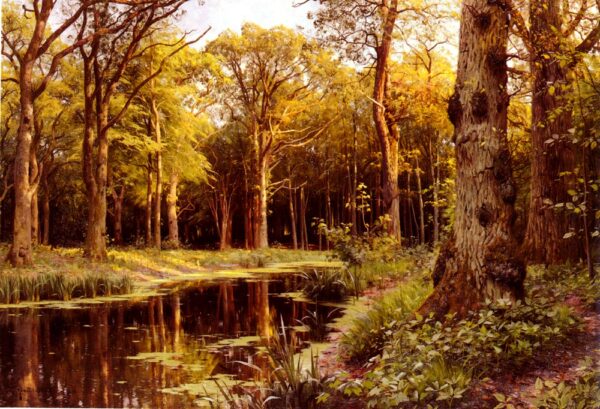 A Forest Stream by Peder Mørk Mønsted, hand-painted oil painting reproduction