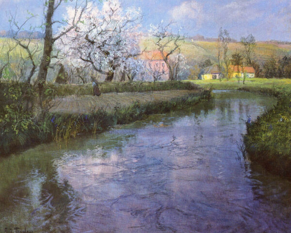A French River Landscape by Fritz Thaulow, hand-painted oil painting reproduction