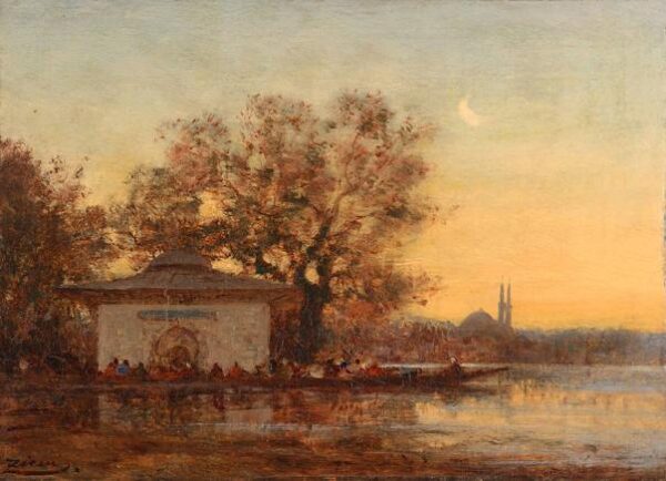 A Gathering at Twilight by Félix Ziem, hand-painted oil painting reproduction