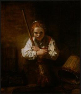 A Girl With A Broom by Carel Fabritius, hand-painted oil painting reproduction