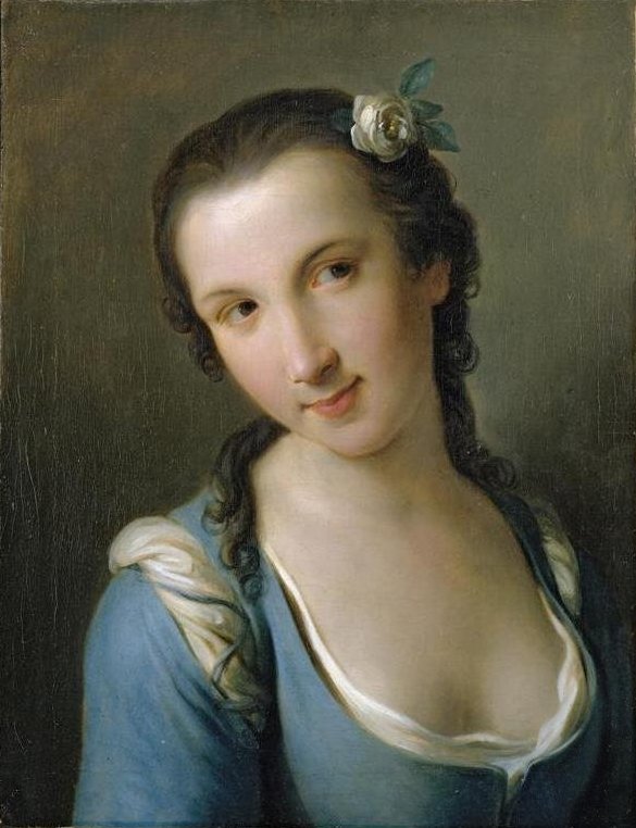 A Girl in a Blue Dress by Pietro Rotari, hand-painted oil reproduction