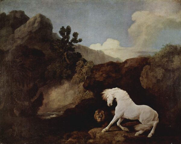 A Horse Frightened by a Lion by George Stubbs, hand-painted oil painting reproduction