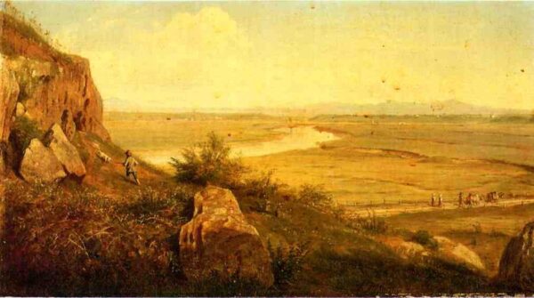 A Hunter in a Landscape by Thomas Worthington Whittredge, hand-painted oil painting reproduction