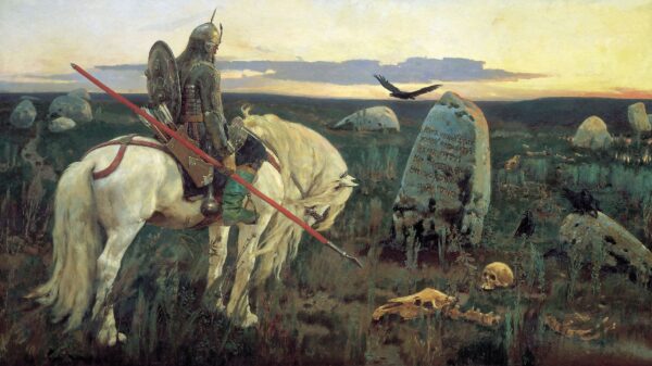 A Knight at the Crossroads by Viktor Vasnetsov, hand-painted oil painting reproduction