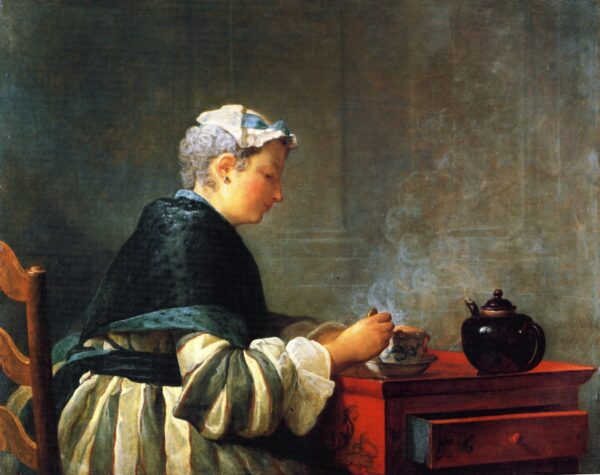 A Lady Taking Tea by Jean-Baptiste-Siméon Chardin, hand-painted oil painting reproduction