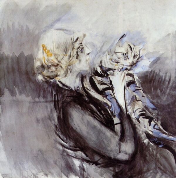 A Lady With A Cat by Giovanni Boldini, hand-painted oil painting reproduction
