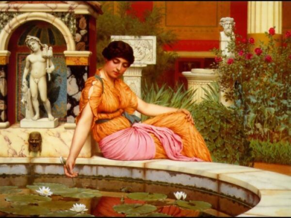A Lily Pond by John William Godward, hand-painted oil painting reproduction