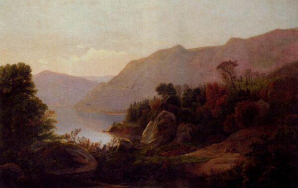 A Mountainous Lake Landscape by William Trost Richards, hand-painted oil painting reproduction
