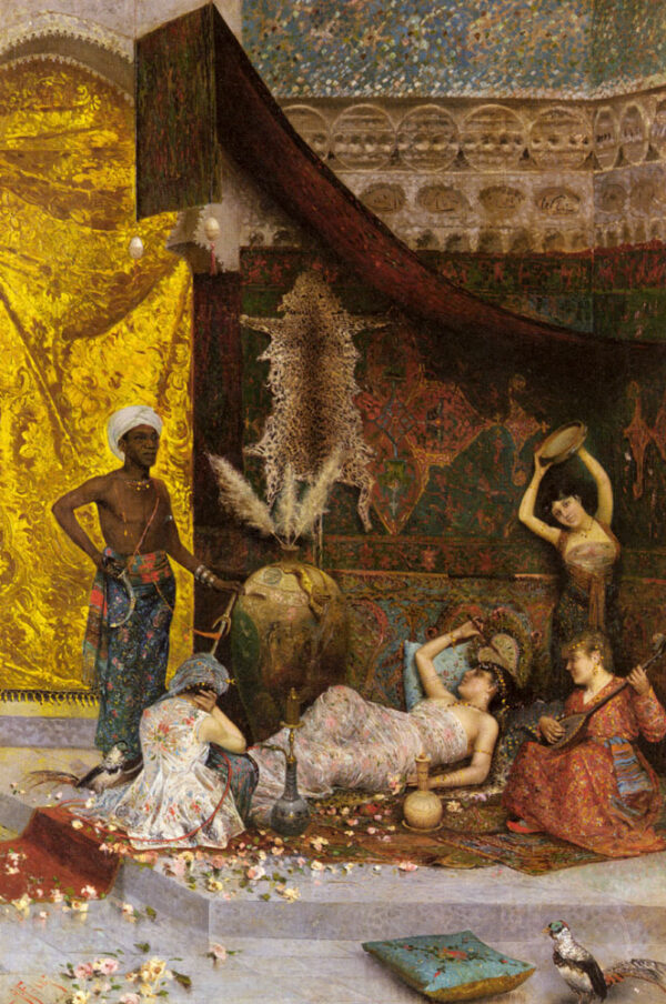 A Musical Interlude in the Harem by Fabio Fabbi, hand-painted oil painting reproduction