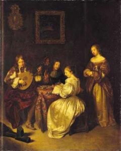A Musical Party by Caspar Netscher, hand-painted oil painting reproduction