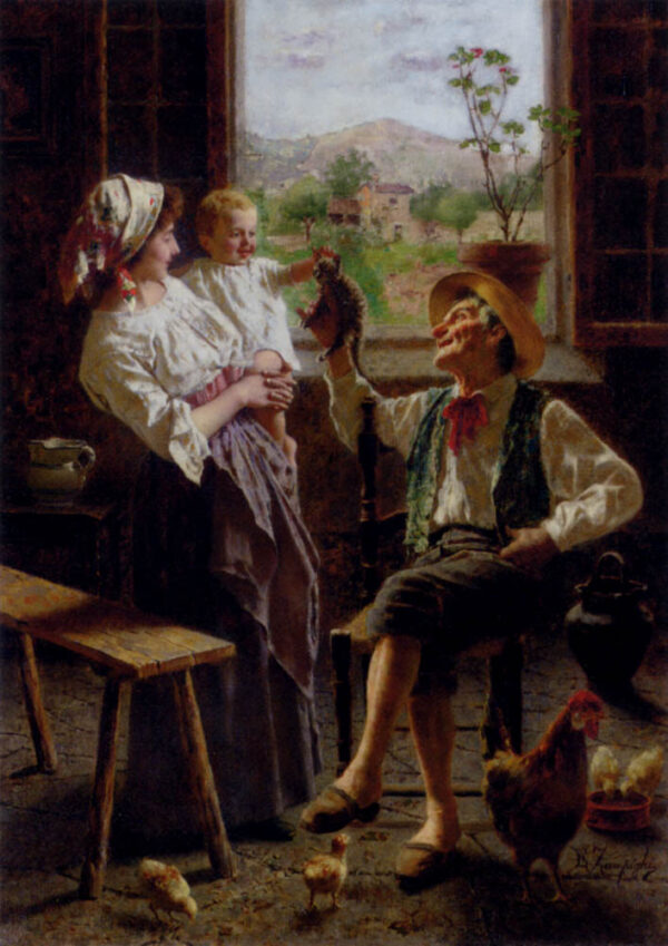 A New Friend by Eugenio Zampighi, hand-painted oil painting reproduction