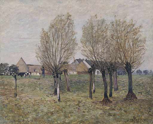 A Normandy Farm by Alfred Sisley, hand-painted oil reproduction