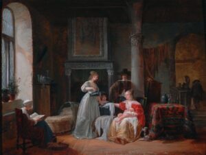 A Nursery Scene by Jean-Baptiste Mallet, hand-painted oil painting reproduction