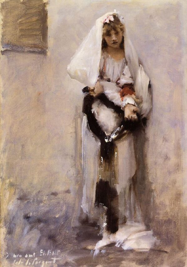 A Parisian Beggar Girl by John Singer Sargent, hand-painted oil painting reproduction