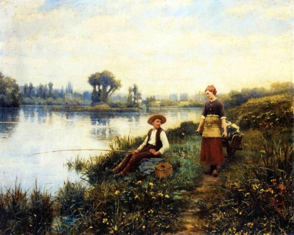 A Passing Conversation by Daniel Ridgway Knight, hand-painted oil painting reproduction