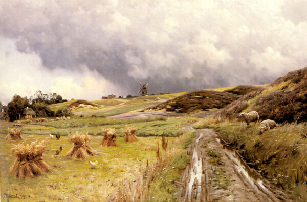 A Pastoral Landscape after a Storm by Peder Mørk Mønsted, hand-painted oil painting reproduction