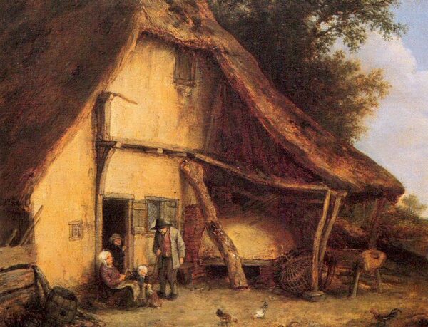 A Peasant Family Outside A Cottage by Adriaen van Ostade, hand-painted oil painting reproduction