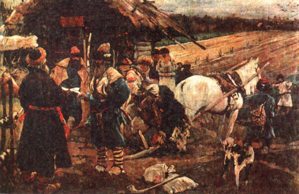 A Peasant Leaving His Landlord by Sergey Ivanov, hand-painted oil painting reproduction