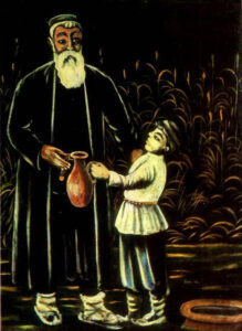 A Peasant With His Grandson by Niko Pirosmani, hand-painted oil painting reproduction