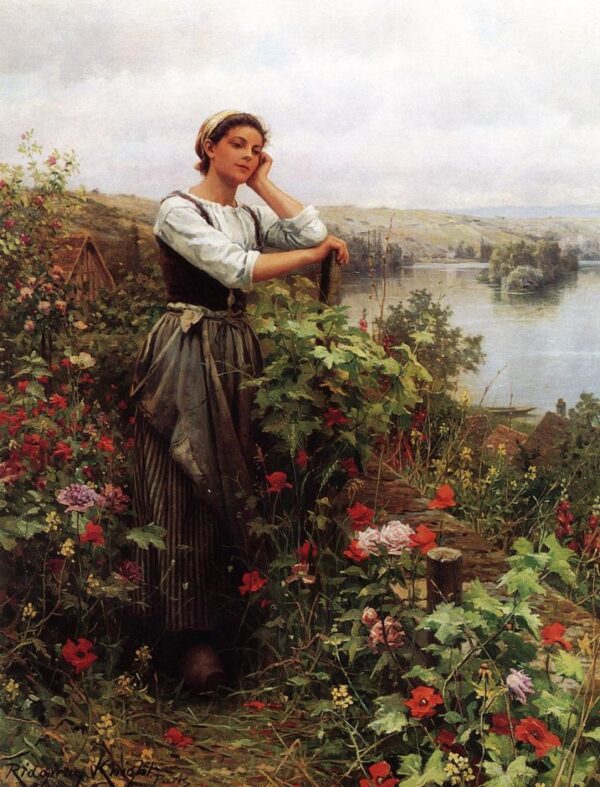 A Pensive Moment II by Daniel Ridgway Knight, hand-painted oil painting reproduction