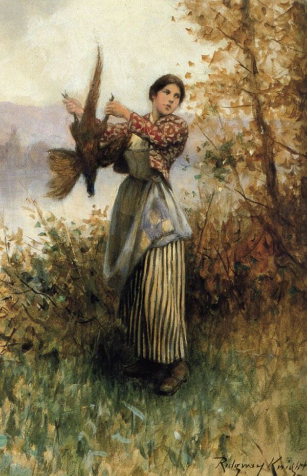 A Pheasant in Hand by Daniel Ridgway Knight, hand-painted oil painting reproduction
