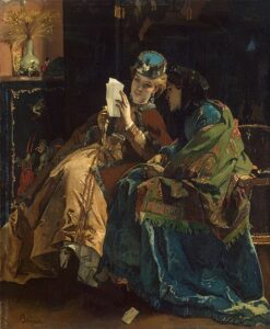 A Pleasant Letter by Alfred Stevens, hand-painted oil painting reproduction