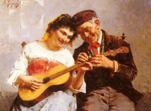 A Private Concert by Eugenio Zampighi, hand-painted oil painting reproduction