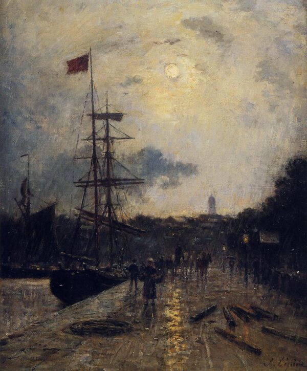 A Quay at Caen by Stanislas Lépine, hand-painted oil painting reproduction