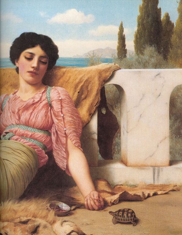A Quiet Pet by John William Godward, hand-painted oil painting reproduction