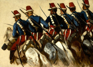 A Row of Calvarymen on Horseback by Horace Vernet, hand-painted oil painting reproduction