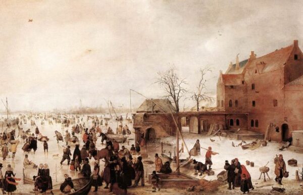 A Scene On The Ice Near A Town by Hendrick Avercamp, hand-painted oil painting reproduction