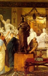 A Sculpture Gallery in Rome at the Time of Agrippa by Lawrence Alma-Tadema, hand-painted oil painting reproduction