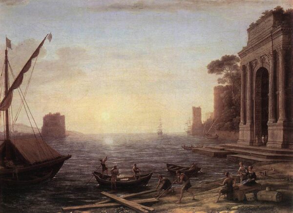 A Seaport at Sunrise by Claude Lorrain, hand-painted oil painting reproduction