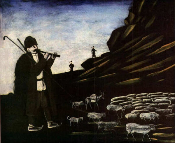 A Shepherd With His Flock by Niko Pirosmani, hand-painted oil painting reproduction