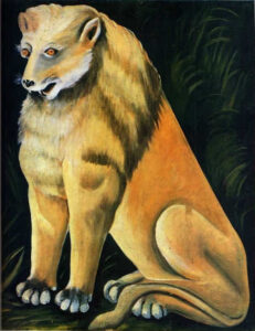 A Sitting Yellow Lion by Niko Pirosmani, hand-painted oil painting reproduction