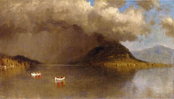 Coming Rain on Lake George, A Sketch by Sanford Robinson Gifford, hand-painted oil painting reproduction