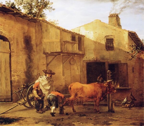 A Smith Shoeing an Ox by Karel Dujardin, hand-painted oil painting reproduction