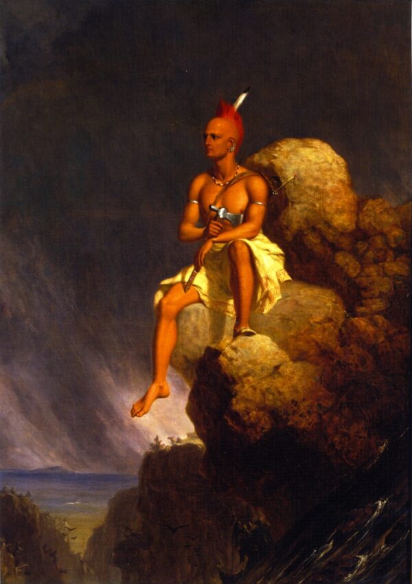 A Solitary Indian Seated on the Edge of a Bold Precipice by Charles Deas, hand-painted oil painting reproduction