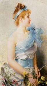 A Spring Beauty by Vittorio Corcos, hand-painted oil painting reproduction