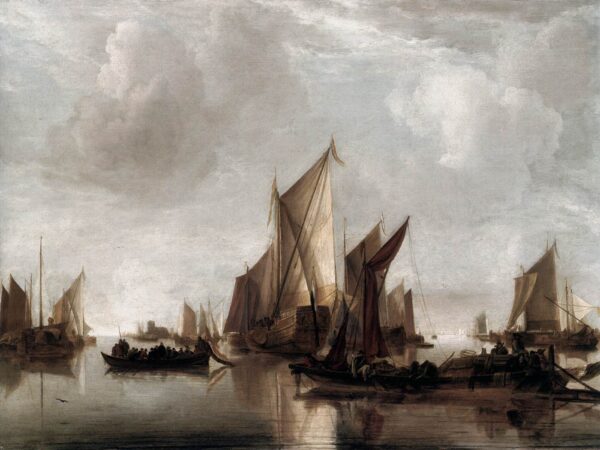 A State Yacht and Other Craft in Calm Water by Jan van de Cappelle, hand-painted oil painting reproduction