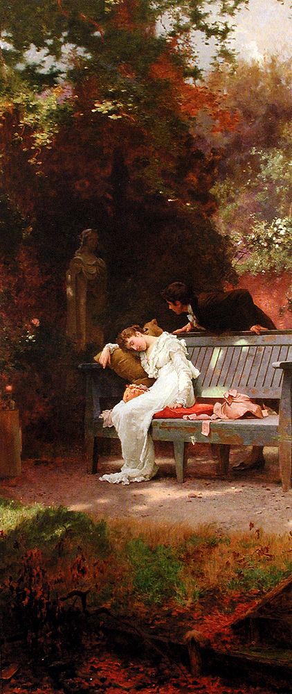 A Stolen Kiss by Marcus Stone, hand-painted oil reproduction