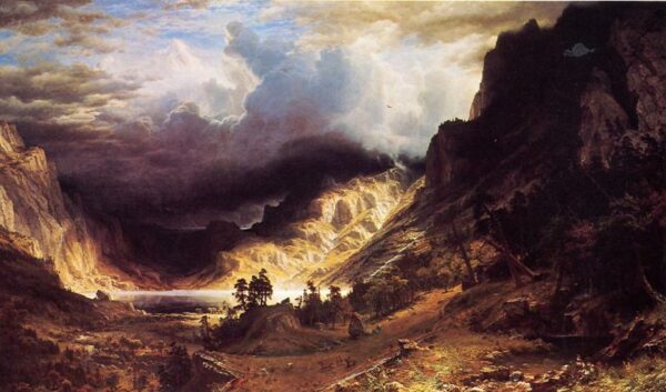 A Storm in the Rocky Mountains, Mt. Rosalie by Albert Bierstadt, hand-painted oil painting reproduction