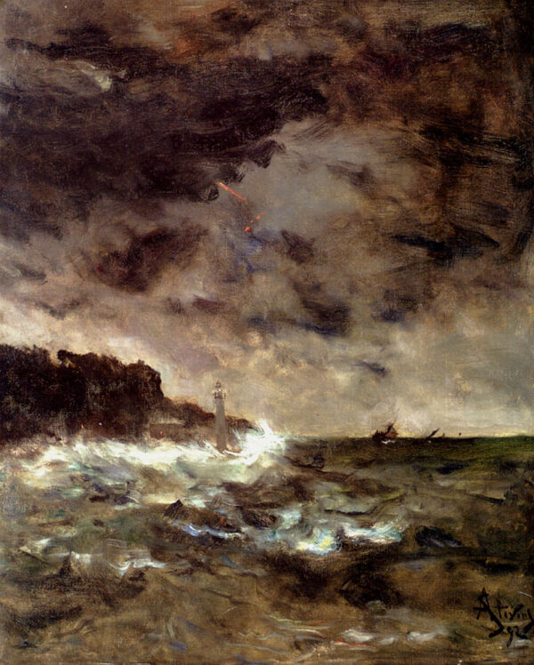 A Stormy Night by Alfred Stevens, hand-painted oil painting reproduction
