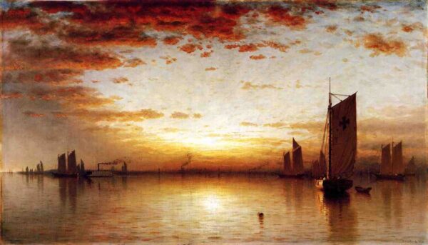 A Sunset, Bay of New York by Sanford Robinson Gifford, hand-painted oil painting reproduction