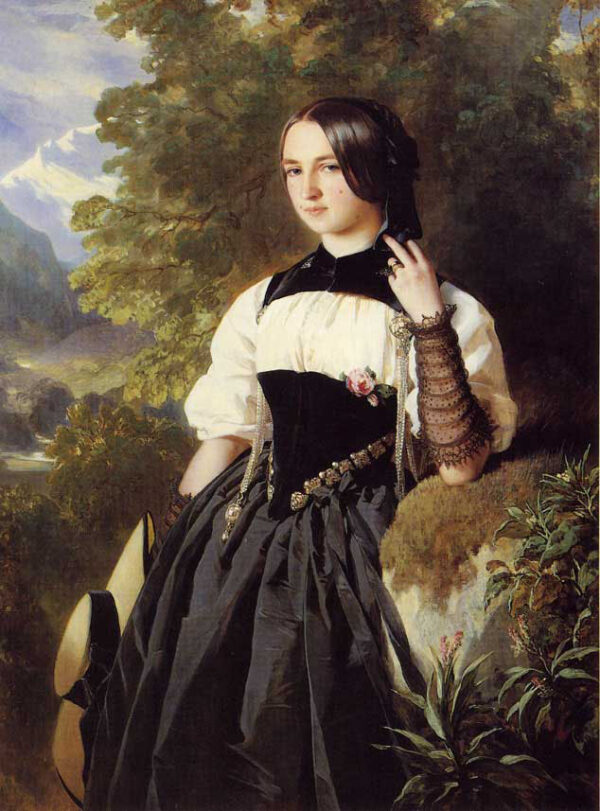 A Swiss Girl from Interlaken by Franz Xavier Winterhalter, hand-painted oil painting reproduction