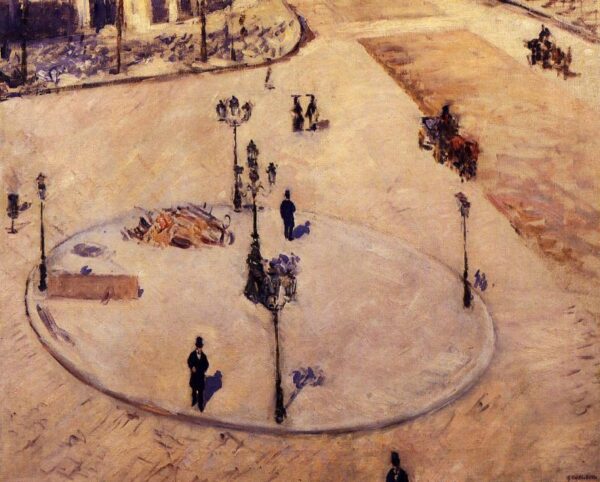 A Traffic Island, Boulevard Haussmann by Gustave Caillebotte, hand-painted oil painting reproduction