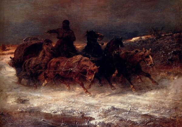 A Troika In Winter by Adolf Schreyer, hand-painted oil painting reproduction