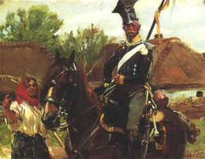 A Uhlan and a Girl by Wojciech Kossak, hand-painted oil painting reproduction