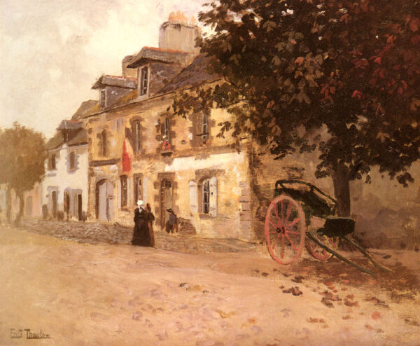 A Village Street In France by Fritz Thaulow, hand-painted oil painting reproduction